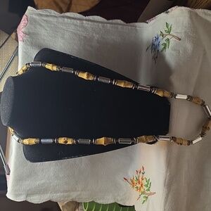 Vintage Miriam Haskell Silvertone With Faux Bamboo Pieces And Silvertone Spacers